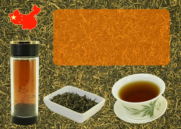 Chinese Black Tea Golden Eyebrow Tea Blank Label Design Tea — Stock Photo, Image