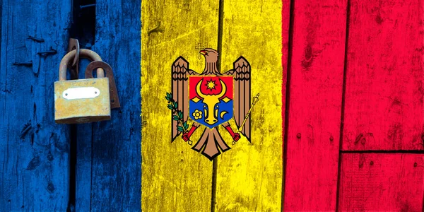Moldovai Zászló Textúrán Van Sablon Coronavirus Járvány Országok Zárva Vannak — Stock Fotó