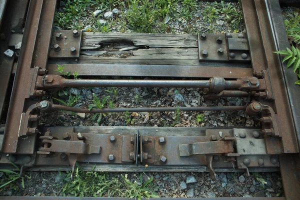 Železniční Zařízení Mechanismus Účasti Kolejích — Stock fotografie