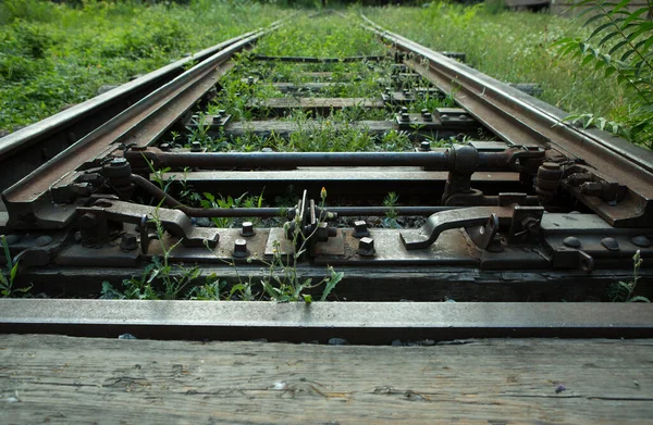 Železniční Zařízení Mechanismus Účasti Kolejích — Stock fotografie