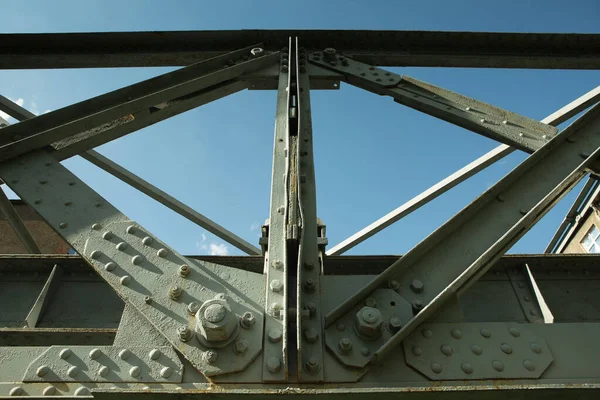 Vecchio Ponte Ferroviario Montaggio Capriate Struttura Acciaio Costruito Metà Del — Foto Stock