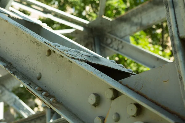 Starý Železniční Most Montáž Ocelových Konstrukcí Postaven Polovině Století — Stock fotografie