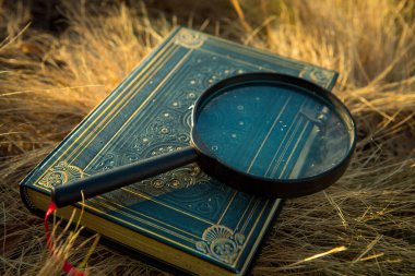 Yaz zamanı. Bir buket çiçek ve kuru ot. Buketin yanında yabani çiçekleri tanımlayan nesneler var: bir büyüteç ve bir rehber..