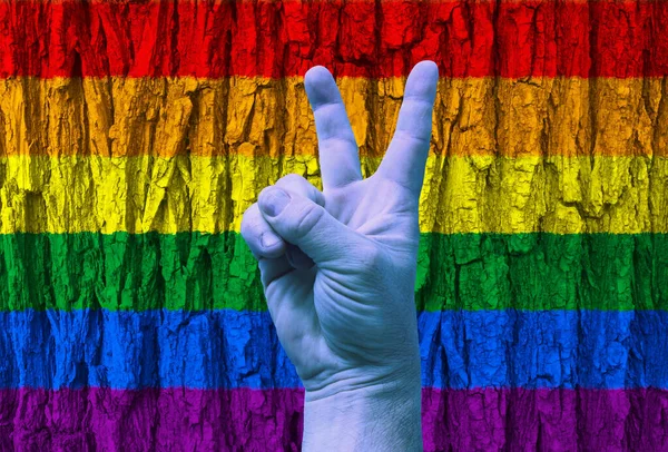 Lgbt Victory Gesture Rainbow Background Texture Template Content Designer — Stock Photo, Image