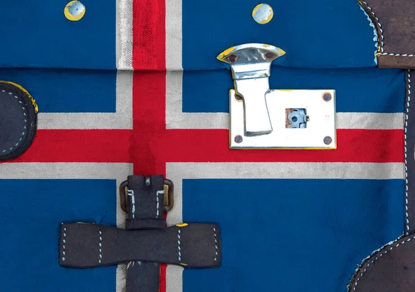 アイスランドの国旗はテクスチャ上にあります テンプレート コロナウイルスのパンデミック 国は閉鎖されるかもしれない ロック — ストック写真