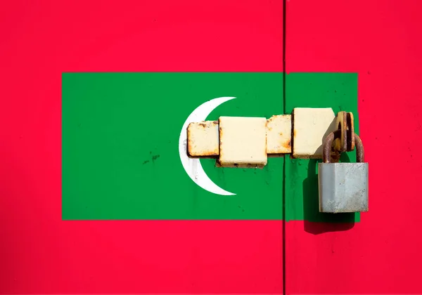 Мальдівський Прапор Текстурі Тарілка Коронавійська Пандемія Країни Можуть Бути Закриті — стокове фото