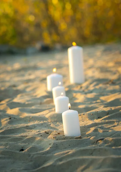 Свічки Спалювання Свічок Піску — стокове фото