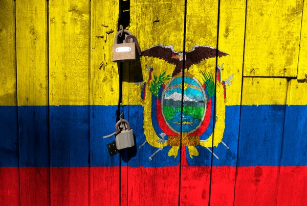 Ecuadori Zászló Textúrán Van Sablon Coronavirus Járvány Országok Zárva Lehetnek — Stock Fotó