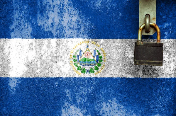 Salvador Zászló Textúrán Van Sablon Coronavirus Járvány Országok Zárva Lehetnek — Stock Fotó