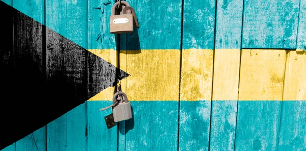 Bahamas Flagga Står Konsistens Mall Coronavirus Pandemi Länder Kan Stängas — Stockfoto