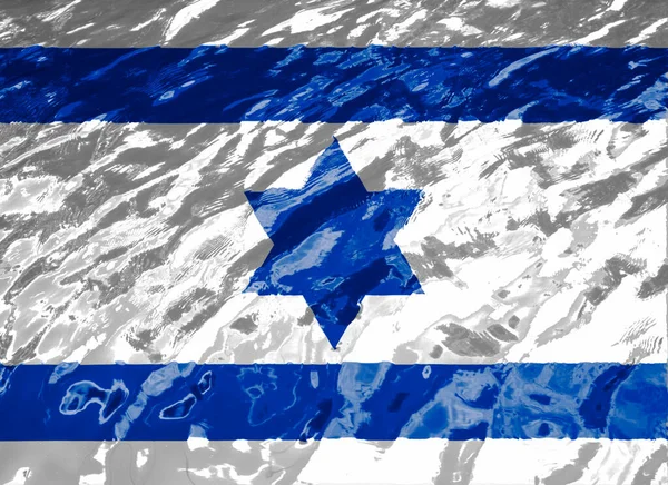 色泽上的以色列墨水旗 1949年3月 以色列武装部队宣布Eilat为其领土 并升起用墨水绘制的国旗 — 图库照片