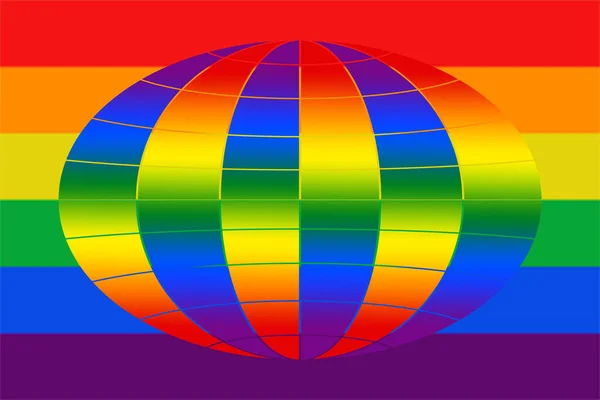 Drapeau Communautaire Lgbt Globe Sur Fond Arc Ciel Modèle Contenu — Photo