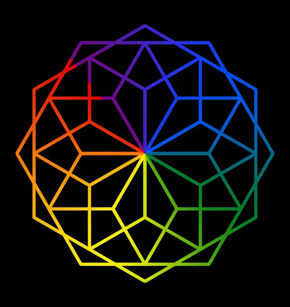 Esagono Cobweb Logo Aziendale Contenuto Designer Forma Arcobaleno Sfondo Nero — Foto Stock