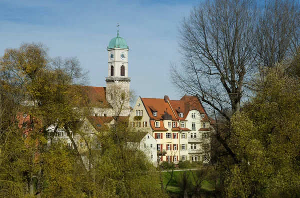 Regensburg Bajorország Németország 2014 Danube River Házak Naberzhnaya Regensburg Látványossága — Stock Fotó
