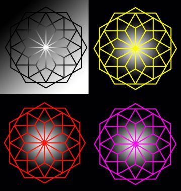 - Obweb altıgen seti. İş logosu. Tasarımcı için içerik. Yeni yıl fantezileri kar taneleri teması üzerine.