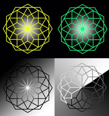 - Obweb altıgen seti. İş logosu. Tasarımcı için içerik. Yeni yıl fantezileri kar taneleri teması üzerine.