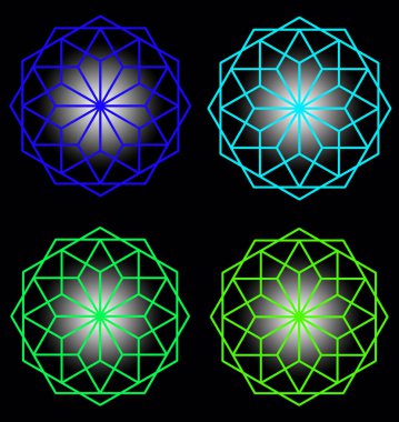 - Obweb altıgen seti. İş logosu. Tasarımcı için içerik. Yeni yıl fantezileri kar taneleri teması üzerine.