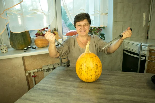 Sprawia Jack Lantern Jest Domu Proces Tworzenia Szablonów Wątków Jacka — Zdjęcie stockowe