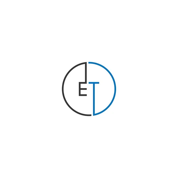 Etのロゴ文字のデザインコンセプト黒と青の色 — ストックベクタ
