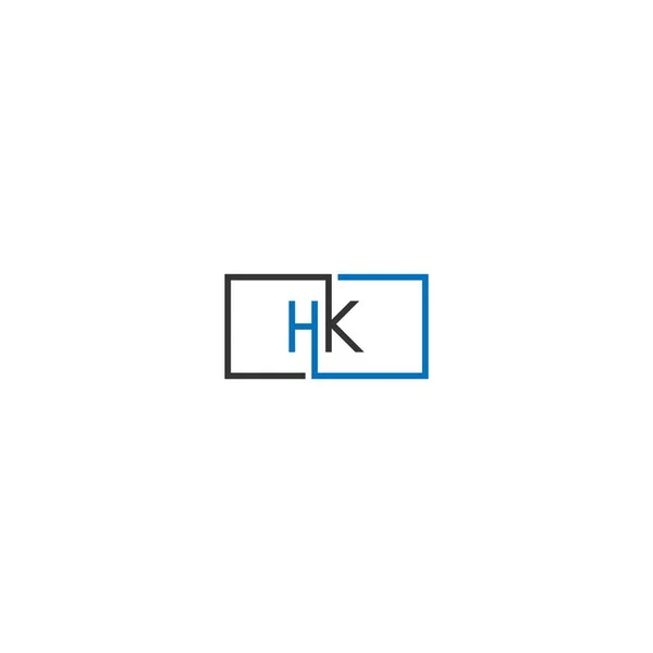 Siyah ve mavi renkli HK logo harf tasarımı kavramı 