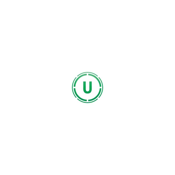 梯度彩色图片中的圆形U标志字母设计概念 — 图库矢量图片