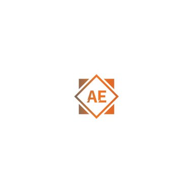Kare AE logo harfleri siyah ve turuncu renkte tasarım kavramı