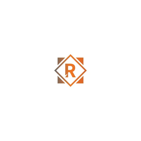 スクエアRのロゴ文字のデザインコンセプト黒とオレンジのカラーイラスト — ストックベクタ