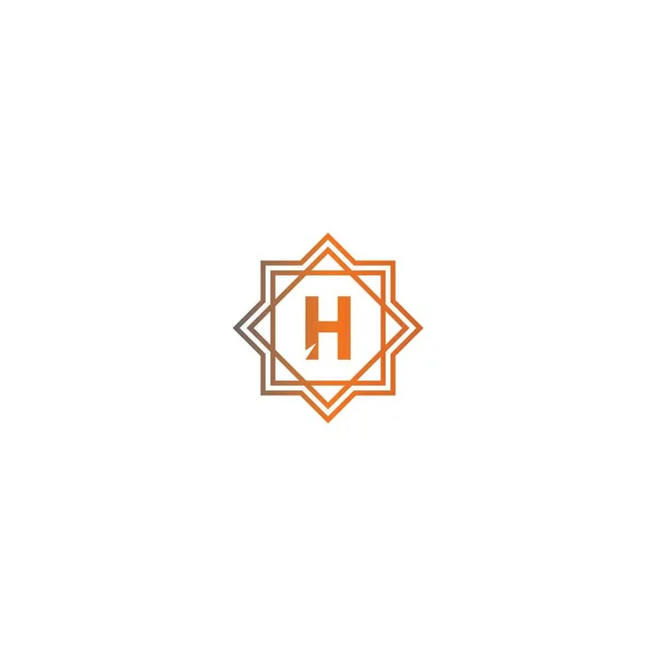 黑色和橙色插图中的正方形H标志字母设计概念 — 图库矢量图片
