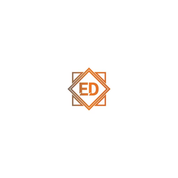 黑色和橙色插图中方形Ed标志字母的设计概念 — 图库矢量图片