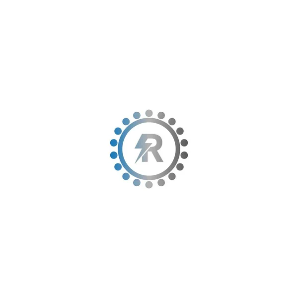 Lightning Letter Rロゴタイプグラデーションカラーデザインコンセプトイラスト — ストックベクタ