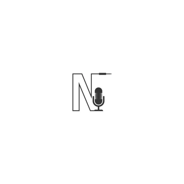 字母N和播客标志组合设计概念 — 图库矢量图片