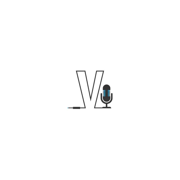Harfi Podcast Logo Kombinasyon Tasarımı Kavramı — Stok Vektör