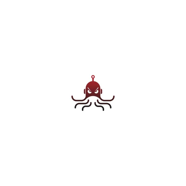 Kızgın Ahtapot Robot Logo Vektör Şablonu — Stok Vektör