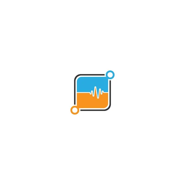 Geluidsgolf Pictogram Logo Vierkante Concept Ontwerp Vector Illustratie — Stockvector