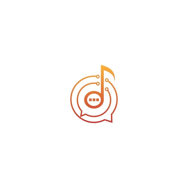 Logotipo Nota Musical Ícone Tom Bublle Chat Conceito Ilustração Design — Vetor de Stock