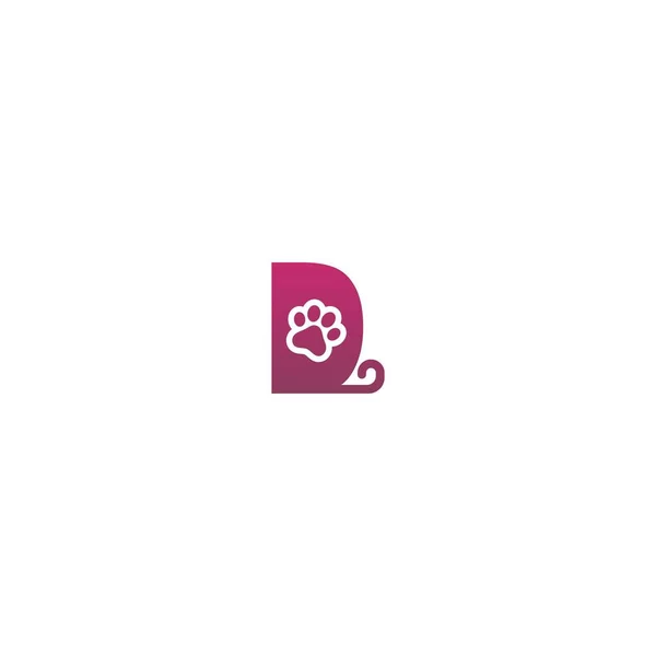 文字Dのロゴデザイン犬の足跡のコンセプトアイコンイラスト — ストックベクタ