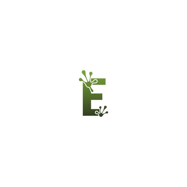 字母E标志设计青蛙脚印概念图标 — 图库矢量图片