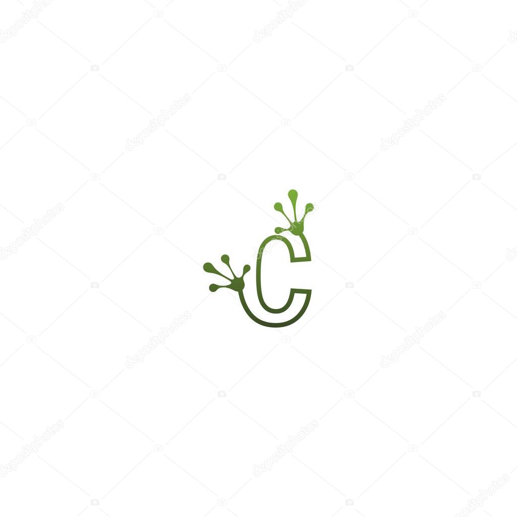 Letter C logo design frog footprints concept icon illustration