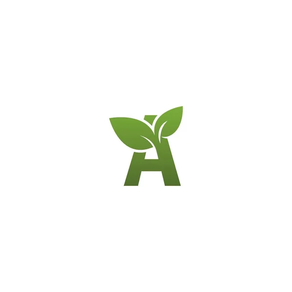 Letra Con Plantilla Logotipo Símbolo Hoja Verde — Archivo Imágenes Vectoriales