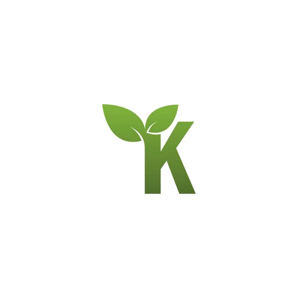 字母K 绿叶符号标识模板 — 图库矢量图片