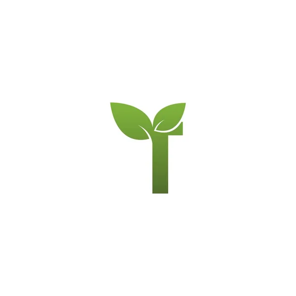 Yeşil Yaprak Sembol Logo Şablonlu Harfi — Stok Vektör