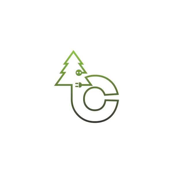 Γράμμα Δέντρο Λογότυπο Έννοια Γράμμα Εικονίδιο Δέντρο — Διανυσματικό Αρχείο