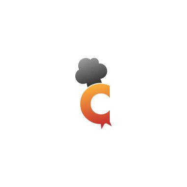 C harfi aşçı simgesi logo vektörü