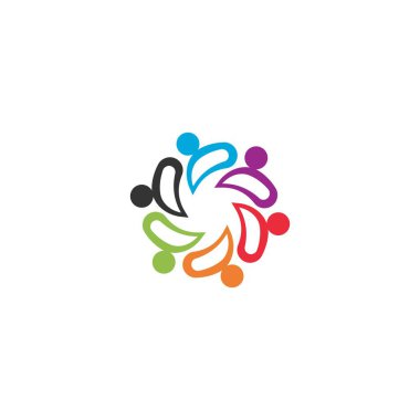 Topluluk, ağ ve sosyal logo tasarım şablonu vektörü