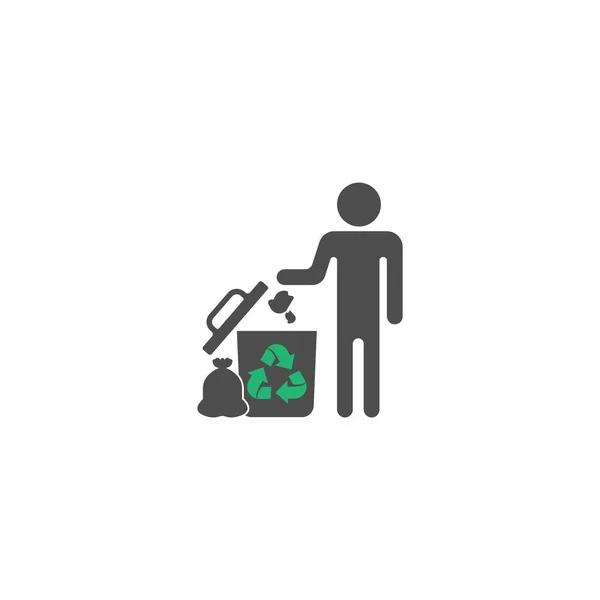 Prullenbak Mens Pictogram Vector Illustratie — Stockvector