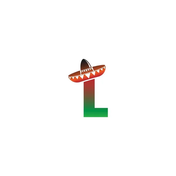 Letra Diseño Concepto Sombrero Mexicano Ilustración — Vector de stock