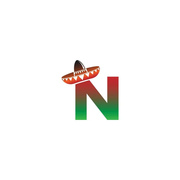 字母N墨西哥帽子的概念设计说明 — 图库矢量图片