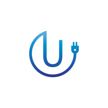 Güç kablosu oluşturma harfi U logo simgesi