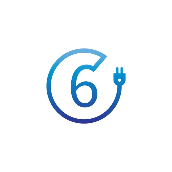 Kabel Zasilający Tworzący Ikonę Logo Numer — Wektor stockowy