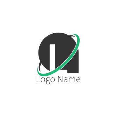 Harf L çember simgesi logosu, dizayn harfi + simge dairesi konsepti çizimi